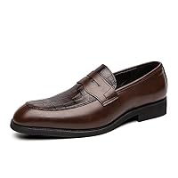 Mens Penny Loafers with Alligator Print Leather Business Dress Slip on Formal Loafer Shoes for Men