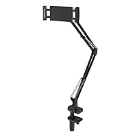 Cell Phone Holder for Desk, Tablet Holder for Bed 4.0 to 11 Inch Device Flexible Long Arms Gooseneck Phone Mount Multi-Angle Rotation Stand Bracket Clamp Clip for Bed(Black)