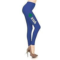 Women's Irish Word with Green Clover Design Printed Leggings for Regular Plus 3X5X