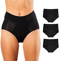 Bambody Absorbent High Waist: Comfy Fit Period Underwear - 3 Pack: Black - Size 10