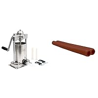 Products Mighty Bite Vertical Stainless Steel 5 Pound Capacity Sausage Stuffer with Plastic Stuf & Products Mahogany Smoked Collagen Casings, 19mm, Edible Sausage Casings