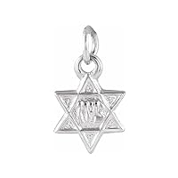 14k White Gold 7.5x7mm Polished Religious Judaica Star of David Pendant Necklace Jewelry for Women