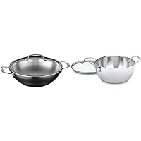Stainless Steel Stir Fry & Wok Pan with Cover by Cuisinart, 12 Inch, 726-30SD and 755-26GD 5.5-Quart Multi-Purpose Pan Chef's-Classic-Stainless-Cookware-Collection