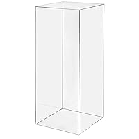 Display Cube Pedestal 9.8 x 9.8 x 23.6 Inch 5 Sided Acrylic Clear Pedestal Stand Acrylic Flower Stand Pillar Display Risers Tall Column Display Box for Table Wedding Events Fiestas Party Decor