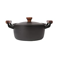 Nonstick Cookware Cooking Pot,Cast Iron Round Casserole,Slow Cooking Clay Pot Stew Pot,with Lid and Heat Proof Handles Black 4.75quart(4.5l)
