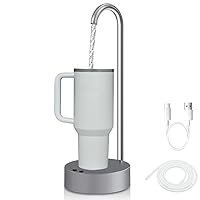 Water Dispenser | Portable Water Pump for 5 Gallon & Universal Bottles | Bedside Water Jug Dispenser Countertop with Smart 7 Levels, Type-C Charging | for Home, Office, Outdoor (Silver)