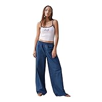 PacSun Women's Linen Boxer Pants - Blue size Medium