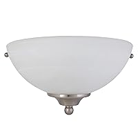 Design House 511584 Millbridge Traditional 1-Light Indoor Dimmable Wall Sconce with Alabaster Glass for Bathroom Hallway Foyer, Satin Nickel Finish