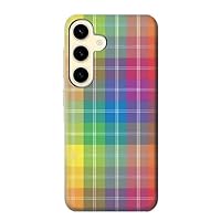 jjphonecase R3942 LGBTQ Rainbow Plaid Tartan Case Cover for Samsung Galaxy S24