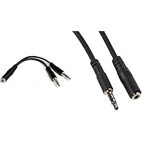 StarTech.com 3.5mm 4 Position to 2X 3 Position 3.5mm Headset Splitter Adapter & .com 2m 3.5mm 4 Position TRRS Headset Extension Cable