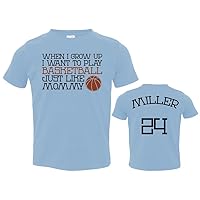 Custom Basketball Toddler Shirt, When I Grow UP, Basketball Like Mommy (Name & Number On Back), Jersey, Personalized Toddler (5-6T, Blue)