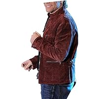 Men's The Iconic Rock Star Concert Maroon Suede Leather Jacket