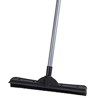 FURemover Compact Pet Hair Remover Rubber Broom with Carpet Rake and Squeegee, Gray and Black