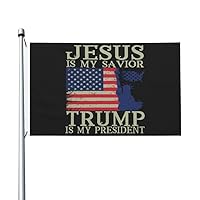 Jesus Is My Savior TRU-M-P Is My President FLAG 2x3 Double-sided printing-US Polyester Flag-Vivid Color and UV Fade Resistant-Canvas Header