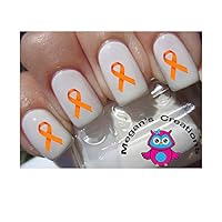 Orange Ribbon Multiple Sclerosis, Lupus, Leukemia Awareness Nail Art Decals - Set of 50 Decals