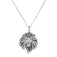 Lion Pendant Necklace Stainless Steel Chain Classic Animal King Jewelry for Women Men Girls Boys Gifts