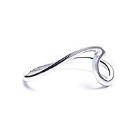 Silver Ocean Wave Ring - .925 Sterling Silver, Summer-Themed Design - Size 9