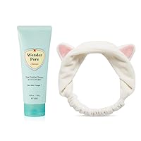 ETUDE Wonder Pore Cleanser 150g+Etti Hair Band Set | Deep Foam Cleanser for Sensitive Skin to Balance Sebum Level | Lovely Tool To Keep Away Your Hair and Brighten Your Mood