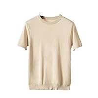 Men's Korean Cashmere T-Shirt O-Neck Pullover Short Sleeve Spring Summer Thin Vest Tees