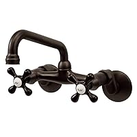 Kingston Brass KS213ORB Victorian Two Handle Wall Mount Kitchen Faucet, 7-Inch, Oil Rubbed Bronze