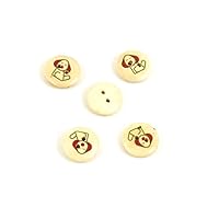 Price per 10 Pieces Sewing Sew On Buttons AD1 Dog Yellow Round for clothes in bulk wood Fasteners Knopfe
