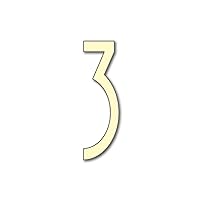 House Number 3 AVENIDA Door Numbers in 3 Sizes (15, 20, 25cm / 5.9, 7.8, 9.8in) Modern Floating House Number Acrylic incl. Fixings, Colour:Ivory, Size:15cm / 5.9'' / 150mm