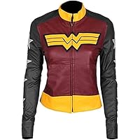 Superhero Wonder Girl Gal Gadot Marron & Black Women's Real leather jacket