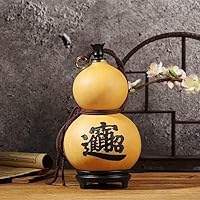 Gourd,Feng Shui Ornaments,Outdoor Portable Water,Natural Wine Gourd, Water, Wine, Medicine Gourd, Kettle with Rubber Stopper, Beeswax Anti-Seepage, About 500ml,E (Color : F (Color : F)
