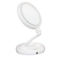 Floxite 10x Plus 1x Lighted Folding Home and Travel Mirror