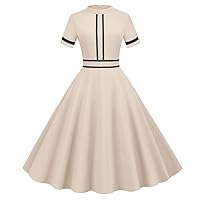 Women's 1950s Vintage Dresses Short Sleeves Cocktail Party Dress Church Wedding Guest Dresses Audrey Hepburn Dress
