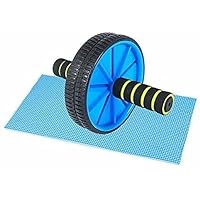 span Wheel Roller Abdominal Workout for Exercise and Knee Mat (Silver and Black)