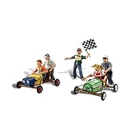 Scenic Accents Downhill Derby Racing (5 Children w/2 Carts) HO Scale Woodland Scenics
