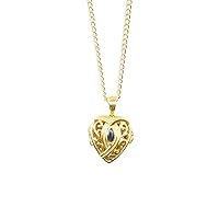Lily Blanche Women Necklace Gold Sapphire Heart Locket Designed in Britain