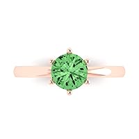 Clara Pucci 0.9ct Round Cut Solitaire Light Sea Green Simulated Diamond Bridal Designer Wedding Anniversary Ring in 14k rose Gold