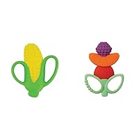 Infantino Lil' Nibbles Corn and Multicolor Fruit Kabob Textured Silicone Teethers - Sensory Exploration and Teething Relief