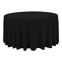12 Pack 132 Inch Round Black Polyester Tablecloth, Table Cover, Stain and Wrinkle Resistant, Washable for Dining Table, Wedding Reception, Banquet, Party