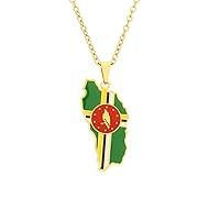 Dominica Map Pendant Necklace - Nation Map Pendant Necklace National Flag Jewelry, Men Women Map Jewelry