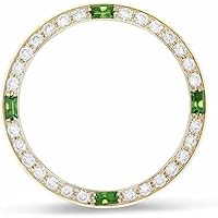 LADIES .70CT MOISSANITE DIAMOND BEZEL 18KY COMPATIBLE WITH ROLEX 26MM DATEJUST WITH 4 SYNTHETIC EMERALD