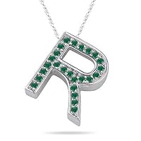 Natural Emerald Initial R Pendant