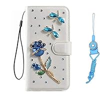 Galaxy S21 Plus Case, Galaxy S21+ Case, Bling Leather Filo Slots Wallet Flip Protective Phone case & Neck Strap [Kickstand] [Card Slots] [Magnetic Closure] for Samsung Galaxy S21 Plus (Love Flower)