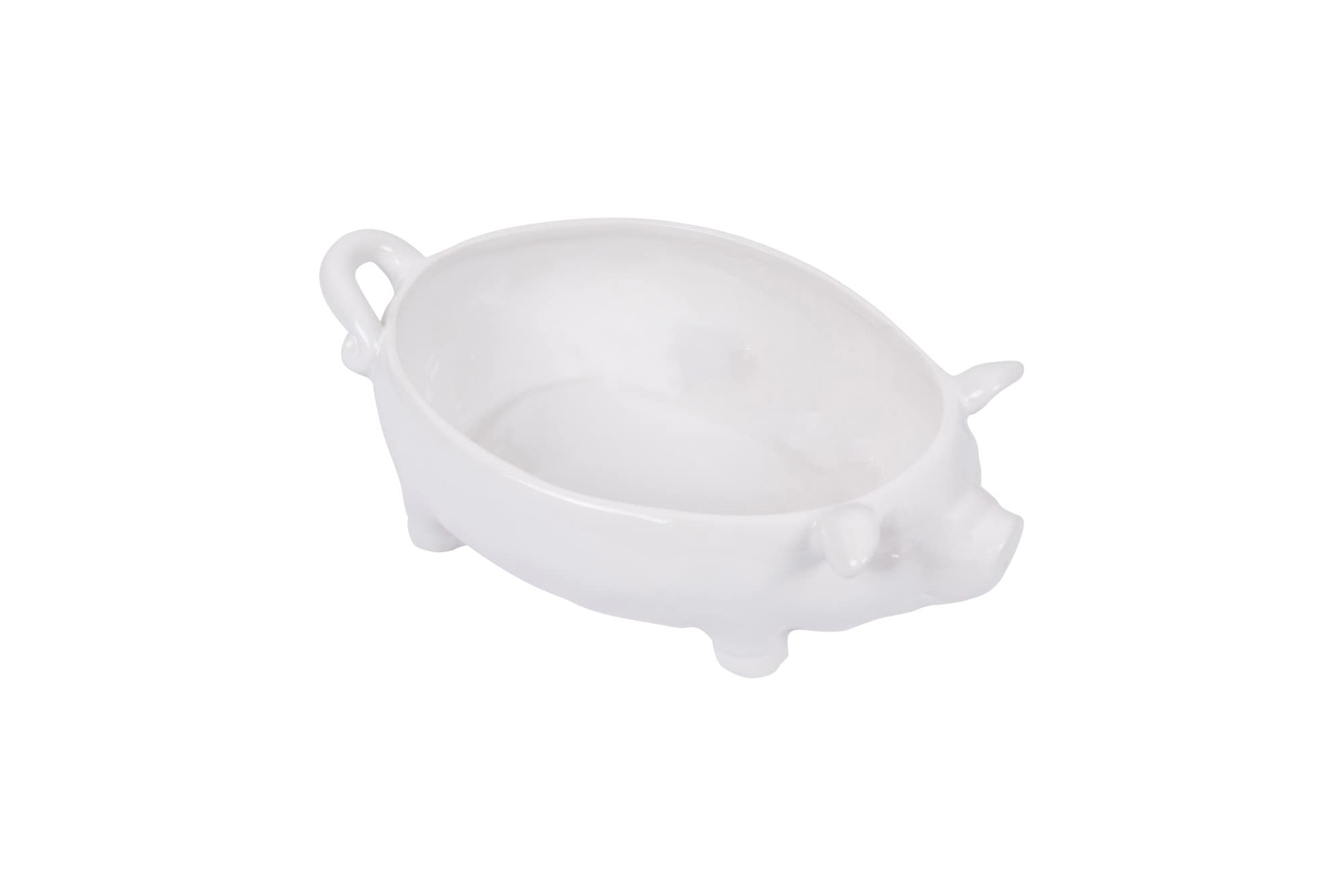Creative Co-Op Farmhouse Ceramic Pig Shaped Bowl, White