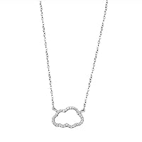 Created Round Cut White Diamond 925 Sterling Silver 14K White Gold Over Diamond Cloud Pendant Necklace for Women's & Girl's
