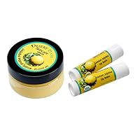 Lemon Hand Salve with over 50% Jojoba Oil plus 2 Organic Lemon Lip Balms with over 70% Jojoba Oil. 100% Natural. By Desert Oasis Skincare (1 fl oz/29 ml)