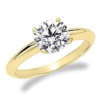 1 Carat Laser Inscribed IGI Certified Round Cut Lab Grown Diamond 14K Solitaire Engagement Ring (F Color, VS1)