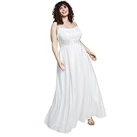Women's Trendy Plus Size Metallic Sleeveless Gown (White/Iridescent, 16W)