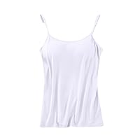 Built in Bra Tank Tops for Women Camisole Tops with Chest Pads Underwear One Thin Straps Sports Bottoming Shirt