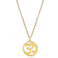 Necklace For Women- Aum Om Ohm Sanskrit Symbol Round Pendant Beaded Double Layer Chain Charm Necklace,Hinduism Yoga Sanskrit Personalized Amulet Dainty Pendant Necklace Jewelry