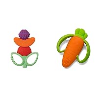 Infantino Lil' Nibbles BPA-Free Silicone Teethers - Textured Sensory Exploration and Teething Relief with Easy Grip Handles, Fruit Kabob and Orange Carrot, 0+ Months