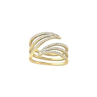 3/8 Carat Natural Round Diamond Ring | 10K, 14K in White, Yellow Gold or Strling Silver Bypass Wedding Anniversary Band Ring | I-J Color and I2-I3 Clarity