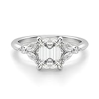 Moissanite Solitaire Engagement Ring, 2.0 Carat Emerald Cut, 925 Sterling Silver